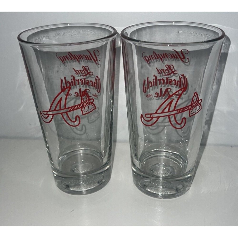 MLB Atlanta Braves Yuengling Lord Chesterfield Ale Imperial Beer Glass Lot of 2